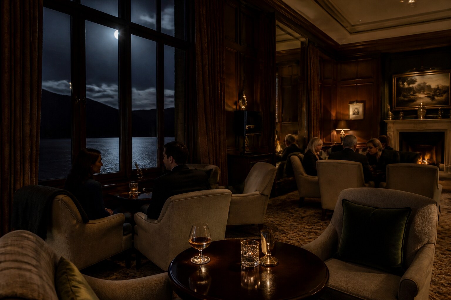 The reflective late-night lounge beside the Casino